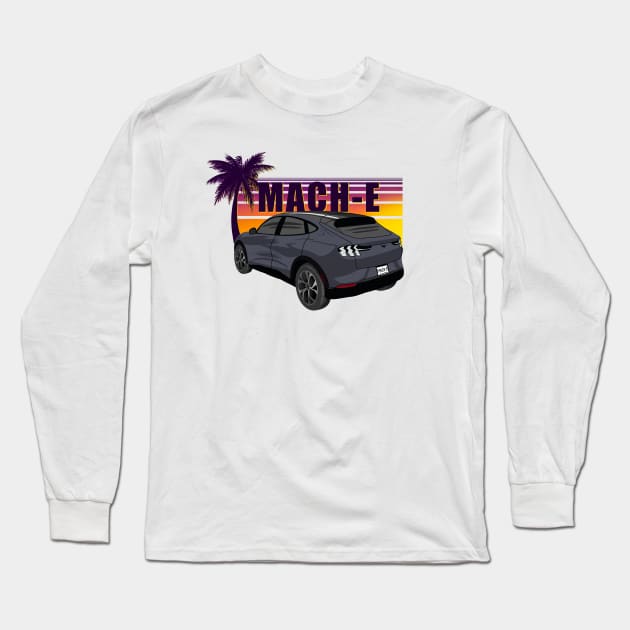 Sunset Mach-E in Carbonized Gray Long Sleeve T-Shirt by zealology